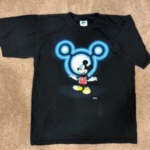 Vintage 90s Disney Mickey Mouse Black T Shirt  Tour Champ Tag